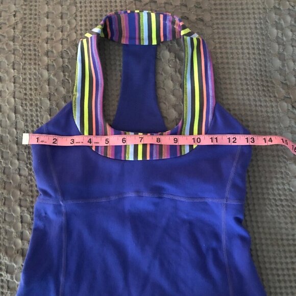 Womens Lululemon Scoop Neck Tank Royal Blue and Stripes Size 4 - Picture 9 of 11